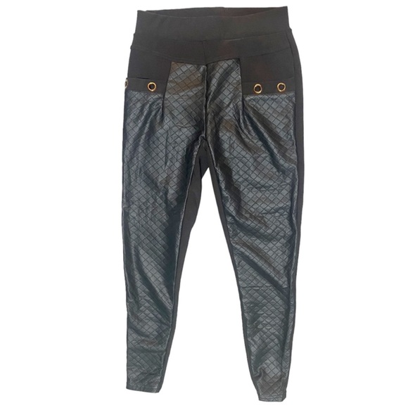 Gray Leggings Pants Faux leather and cozy fabric Women’s size S - Picture 1 of 3